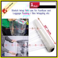 Wrapping Poly Roll 1Kg 20" inch Plastic Stretch Wrapping perfect For Luggage Box Wrapping 1 Roll_img_1