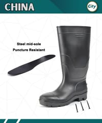 ১ জোড়া পিভিসি সেফটি বুট লম্বা ওয়াটার প্রুফ গামবুট_img_2