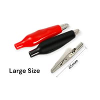 1 Pair Alligator Clips (Red & Black) | 45mm Plastic Boot Electrical Test Clamps | Battery & Multimeter Crocodile Claws_img_0