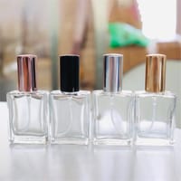 Empty Perfume Atomizer Refillable Spry Bottle 15ml Square Shape Transparent Glass 1 pcs Random color cap_img_1