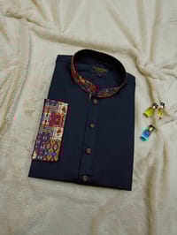 Premium Cotton Trendy Contrast Panjabi for Eid (Black)_img_6