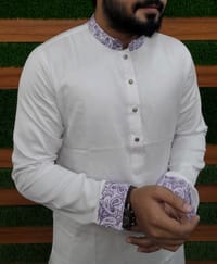Premium white contrast panjabi for men_img_4