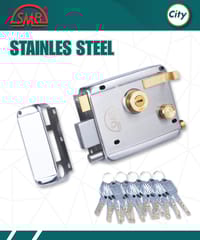 অটো লক সুরক্ষা লক স্টেইনলেস স্টিলের হেভি রিম লক প্রধান দরজার জন্য লক অনেক চাবির সাথে দরজার লক_img_0