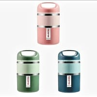 TEDEMEI Stainless Steel 2 Layers Lunch Box 930ml হটপট সিস্টেম লাঞ্চ বক্স টিফিন বাটি_img_1