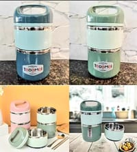 TEDEMEI Stainless Steel 2 Layers Lunch Box 930ml হটপট সিস্টেম লাঞ্চ বক্স টিফিন বাটি_img_3