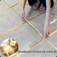 166 Feet (Golden color) Self-Adhesive Waterproof Tile Gap Tape for Floor and Wall Sealing(1 line tiles gap adhesive)_img_2