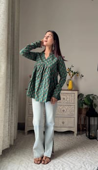 Green Full Sleeves Cotton Top_img_2