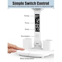 3in1 Multifunction Table Lamp LED Four-headed Folding With Fan Calendar Clock USB Rechargeable Desk light 3 color Reading Lamp_img_3