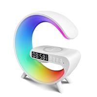 Smart Table Lamp with Wireless Charger, App Control,Sunrise WakeUp Light, RGB Lamp, Clock, Alarm, Mini Bluetooth Speaker, Dimmable Night Light Lamp Alarm Clock G63_img_1