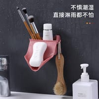2 Pieces Wall-Mounted Leaf Shape Soap Holder with Hook & Storage_img_0