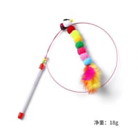 Cat Toy Steel Wire Feather Bell Teaser Wand Toy Kitten Play_img_0