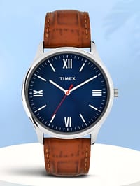 TIMEX  Blue Dial Leather Strap Analog Watch - For Men_img_0