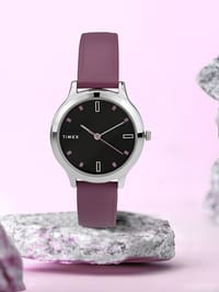 TIMEX  Black Dial Genuine Leather Strap Analog Watch - For Women_img_0