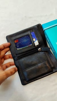 ১০০% চামড়ার মানিব্যাগ মিডিয়াম লং ওয়ালেট_img_2