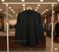 Formal Black Band collar shirt for men_img_1