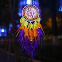 Dream Catcher Feather Fairy LED Light Wall Hanging Bedroom Décor Ornament Gift_img_5