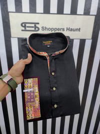 Premium Cotton Trendy Contrast Panjabi for Eid (Black)_img_4