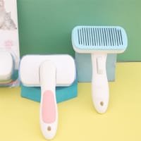 High Quality Rectangular Pet Push Brush Automatic Plastic Shedding Hair Remove Tool Dog Cat Loose Hair Comb For Pet Faces Fur Nozzle Grooming_img_0