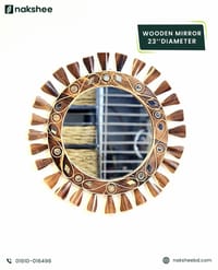 wooden mirror 23/23'' size Black leaf_img_0