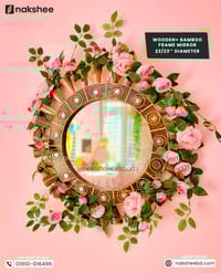 23/23'' size black stick circle mirror + Premium Rose vines_img_0