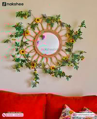 Rattan Frame Mirror + Premium sunflower vine_img_0