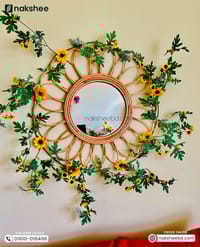 Rattan Frame Mirror + Premium sunflower vine_img_2