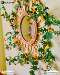 Rattan Frame Mirror + Premium sunflower vine_img_3