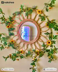 Rattan Frame Mirror + Premium sunflower vine_img_4