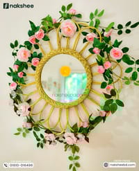 Rattan Frame Mirror RM03 + Premium Rose vine_img_0