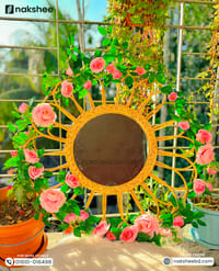 Rattan Frame Mirror RM03 + Premium Rose vine_img_1