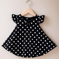 Girls’ Red Polka Dot Party Dress with Bow – Soft Cotton, Flared Design_img_1