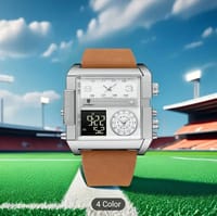 Unisex Faux Leather Trendy Quartz Watch with Luminous Alarm And Timer_img_3