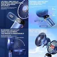 Portable Mini Fan with 5 Speeds & LED Display – USB Rechargeable, Quiet, for Travel & Desk Use_img_3
