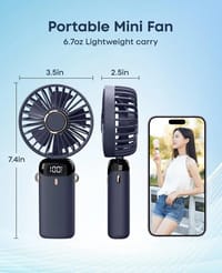 Portable Mini Fan with 5 Speeds & LED Display – USB Rechargeable, Quiet, for Travel & Desk Use_img_4
