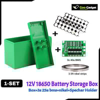 DIY 18650 Battery Storage Box Set (12.6V) – 21-Cell Storage Box + 3S 25A/40A BMS + Spacer Holder + 3.5ft Nickel Strip – 1 Set_img_1