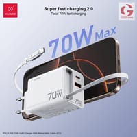XUNDD XDCH-109 70W GaN Fast Charger With Build In Retractable Charging Cable_img_2