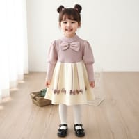 Kids Girls Winter Knit Bow Warm Long Sleeve Party Dress (6 months to 5 years) for BABUU_img_2