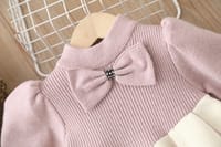 Kids Girls Winter Knit Bow Warm Long Sleeve Party Dress (6 months to 5 years) for BABUU_img_7