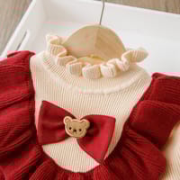 Baby Girls Winter Knitted Warm & Stylish Kids Party Red Dress (1 to 5 years) for yours BABUU_img_1