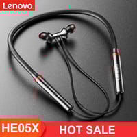 Black He05X Premium Quality Neckband Lenovo Headphone 5.1V Bluetooth Extra Bass Control Noise Cancellation Neckband - Neckband - Headphone_img_3