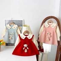 Baby Girls Winter Knit Dress with Teddy Pocket (1 to 6 years) for for BABUU_img_0