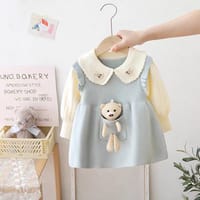 Baby Girls Winter Knit Dress with Teddy Pocket (1 to 6 years) for for BABUU_img_7