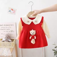 Baby Girls Winter Knit Dress with Teddy Pocket (1 to 6 years) for for BABUU_img_5