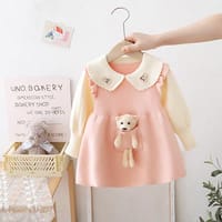 Baby Girls Winter Knit Dress with Teddy Pocket (1 to 6 years) for for BABUU_img_6