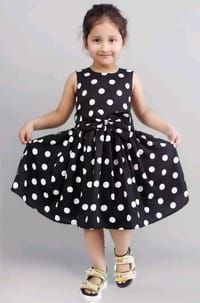 Title:Elegant Black Polka Dot Dress for Girls – Party & Casual Wear_img_0