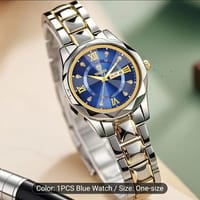 Women's Elegant Business Watch - Roman Numeral Dial with Blue Center,_img_0