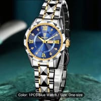 Women's Elegant Business Watch - Roman Numeral Dial with Blue Center,_img_1