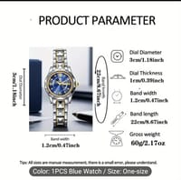 Women's Elegant Business Watch - Roman Numeral Dial with Blue Center,_img_2