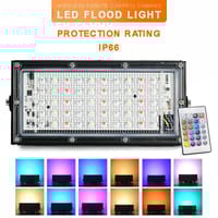 RGB LED Flood Light- Remote Controlled IP66 Waterproof Landscape & Outdoor Lighting (50W, AC220V) – Black Color_img_0