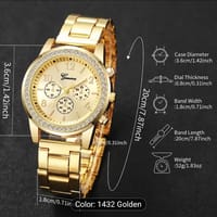 Elegant Women's Quartz Watch with Rhinestone Accents - Fashionable Analog Display, Alloy Band & Case, Non- 19_img_2